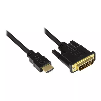 Cable de conexión HDMI 19 polos macho a DVI-D 24+1 macho, conectores y contactos de cobre con baño de oro 24K, OFC, negro, 5 m, Good Connections (GC-M0012)