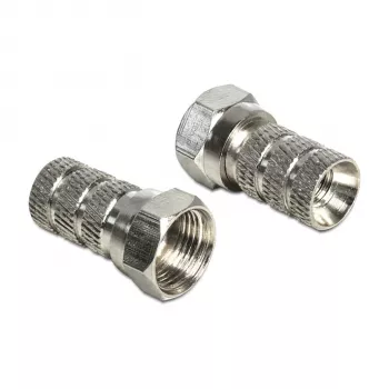 Conector F DELOCK 65615, conector macho de cable tipo F de metal para cable coaxial Ø 5,0–5,2 mm, plateado, 1 unidad