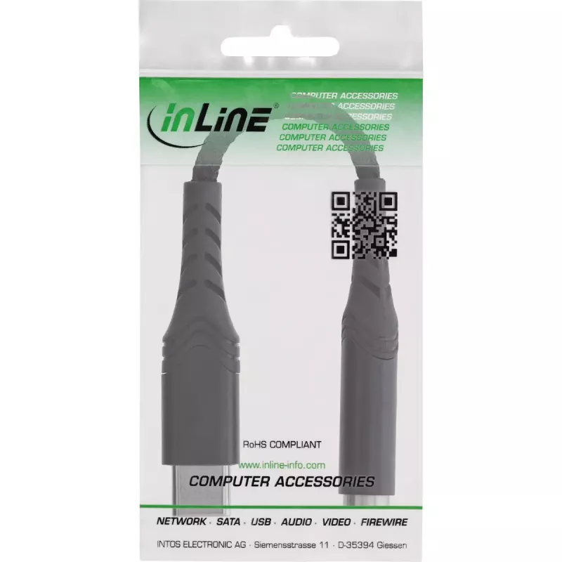 Adaptador de audio InLine 33054E USB-C a 3,5 mm con DAC integrado, cable de 15 cm