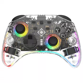 Mando Deltaco Gaming GAM-198-T Transparente Bluetooth/USB USB-C para Nintendo Switch, Switch 2, Switch OLED, Android, PC