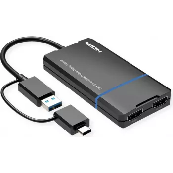 Adaptador de pantalla VALUE USB Type A C - Dual HDMI 4K30+ 1080p ST/BU - Adaptador - Digital/Datos (12.99.3206)