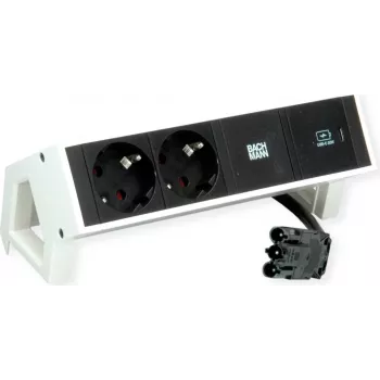 Bachmann 902.933 DESK2 regleta, blanco, 2x Schuko, 1x USB-C 30 W