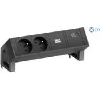 Bachmann 902.964 DESK2 regleta, negro (RAL9005), 2x Schuko, 1x USB-C 60 W
