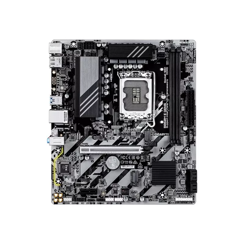 Placa base GIGABYTE B860M E GEN5 LGA1851 para Intel Core Ultra, DDR5 hasta 8800 MHz (O.C.), 2x PCIe 4.0 M.2, 1GbE
