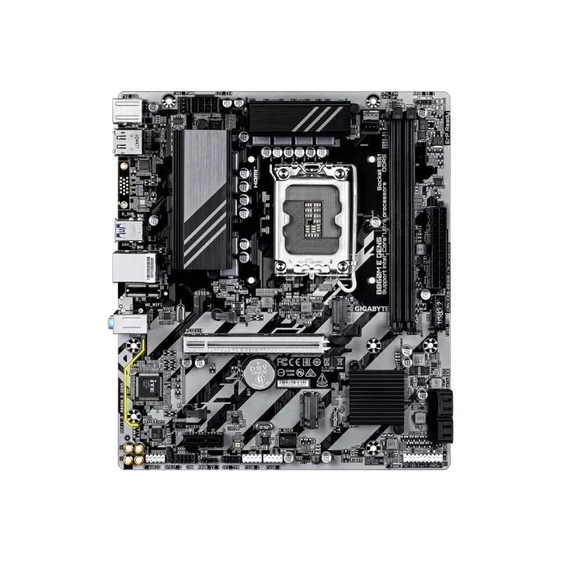 Placa base GIGABYTE B860M E GEN5 LGA1851 para Intel Core Ultra, DDR5 hasta 8800 MHz (O.C.), 2x PCIe 4.0 M.2, 1GbE