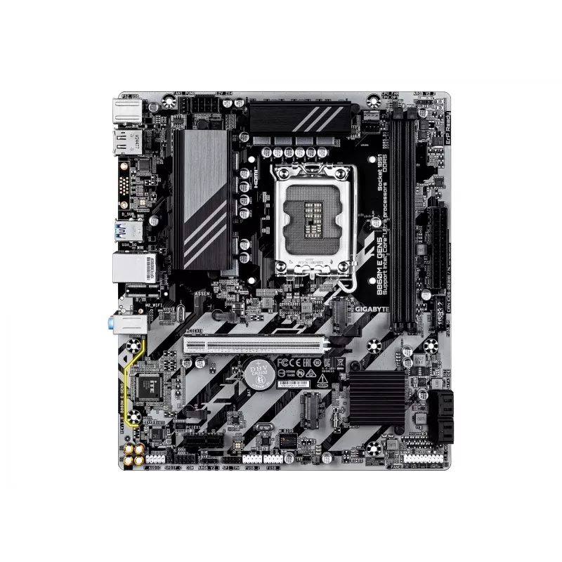 Placa base GIGABYTE B860M E GEN5 LGA1851 para Intel Core Ultra, DDR5 hasta 8800 MHz (O.C.), 2x PCIe 4.0 M.2, 1GbE