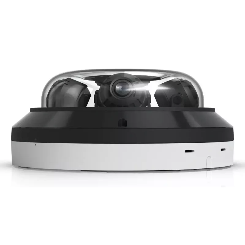 Cámara de vigilancia IP tipo domo UBIQUITI AI Multi Sensor 4 — 3840×2160, campo de visión 360°, zoom óptico 2,33×, montaje en techo, cableada (blanca/negra)