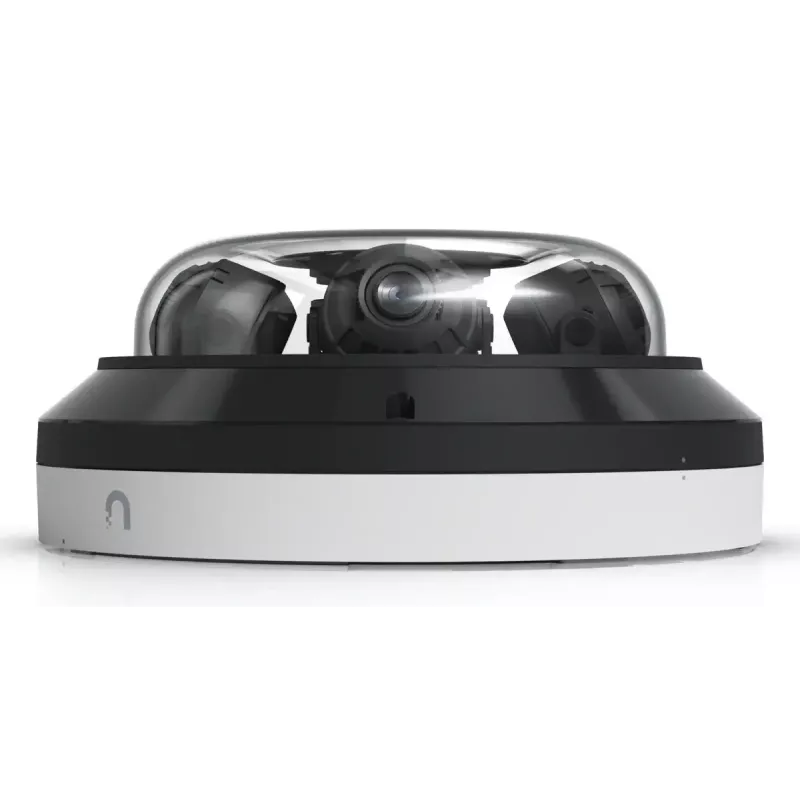 Cámara de vigilancia IP tipo domo UBIQUITI AI Multi Sensor 4 — 3840×2160, campo de visión 360°, zoom óptico 2,33×, montaje en techo, cableada (blanca/negra)