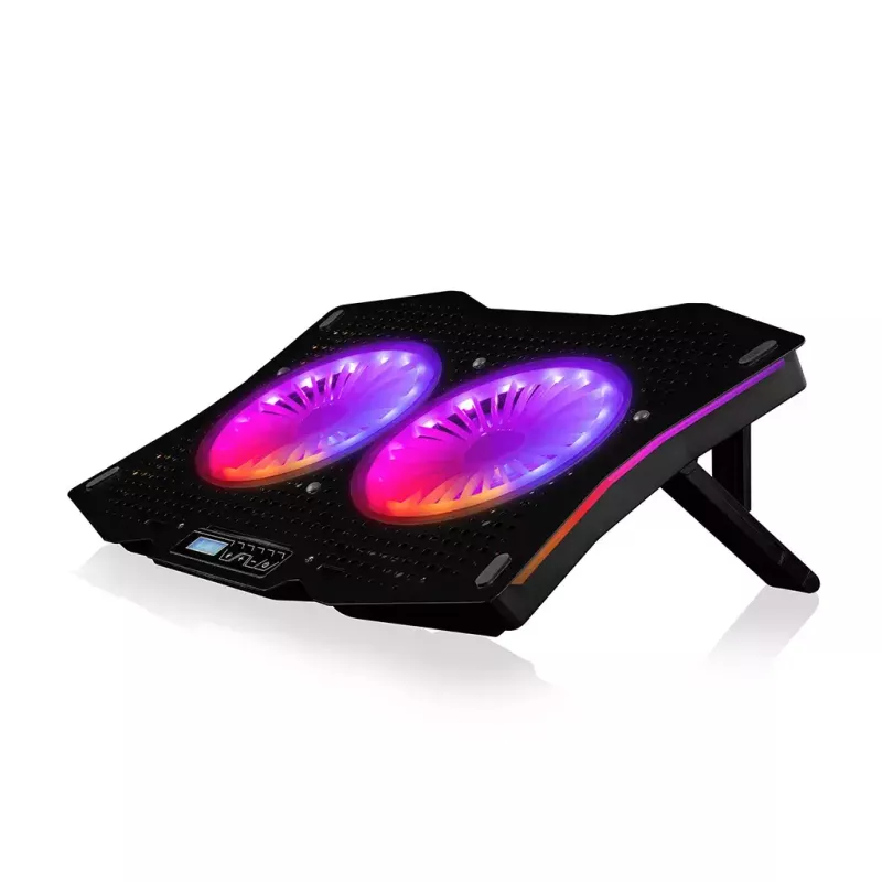 Base refrigeradora Modecom MC-CF18 RGB 45,7 cm 2 ventiladores Negra