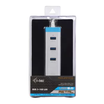 i-tec USB 3.0 HUB de carga metálico, 4 puertos, con adaptador de corriente