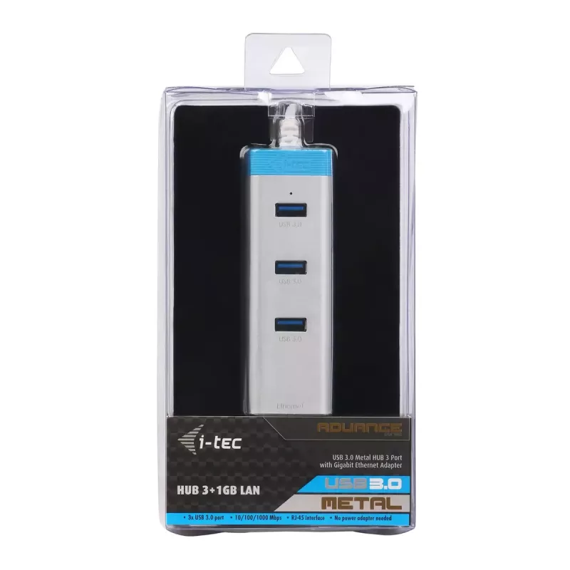 i-tec USB 3.0 HUB de carga metálico, 4 puertos, con adaptador de corriente