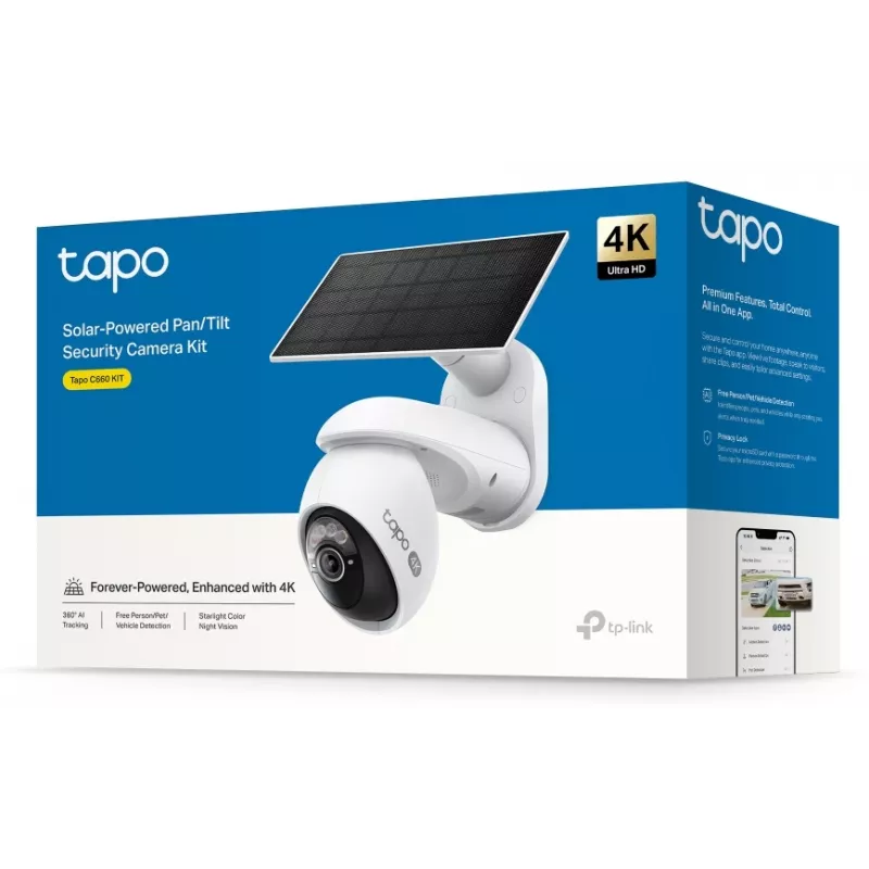 TP-Link Tapo Kit de cámara de seguridad giratoria/inclinable con alimentación solar