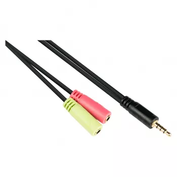 Adaptador de auriculares Good Connections, jack 3,5 mm macho a 2x jack 3,5 mm hembra, OMTP, 0,2 m, negro (AD-HS03)