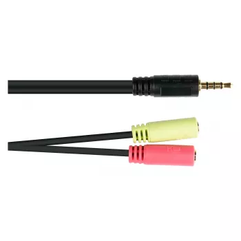 Adaptador de auriculares Good Connections, jack 3,5 mm macho a 2x jack 3,5 mm hembra, OMTP, 0,2 m, negro (AD-HS03)