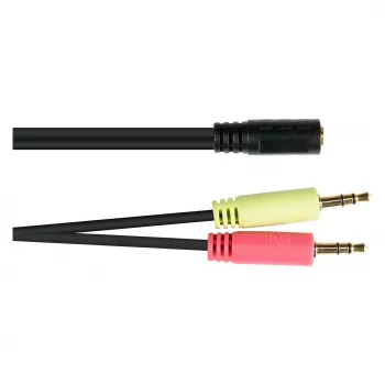 Adaptador de auriculares Good Connections, 2x jack 3,5 mm macho a jack 3,5 mm hembra, OMTP, 0,2 m, negro (AD-HS04)