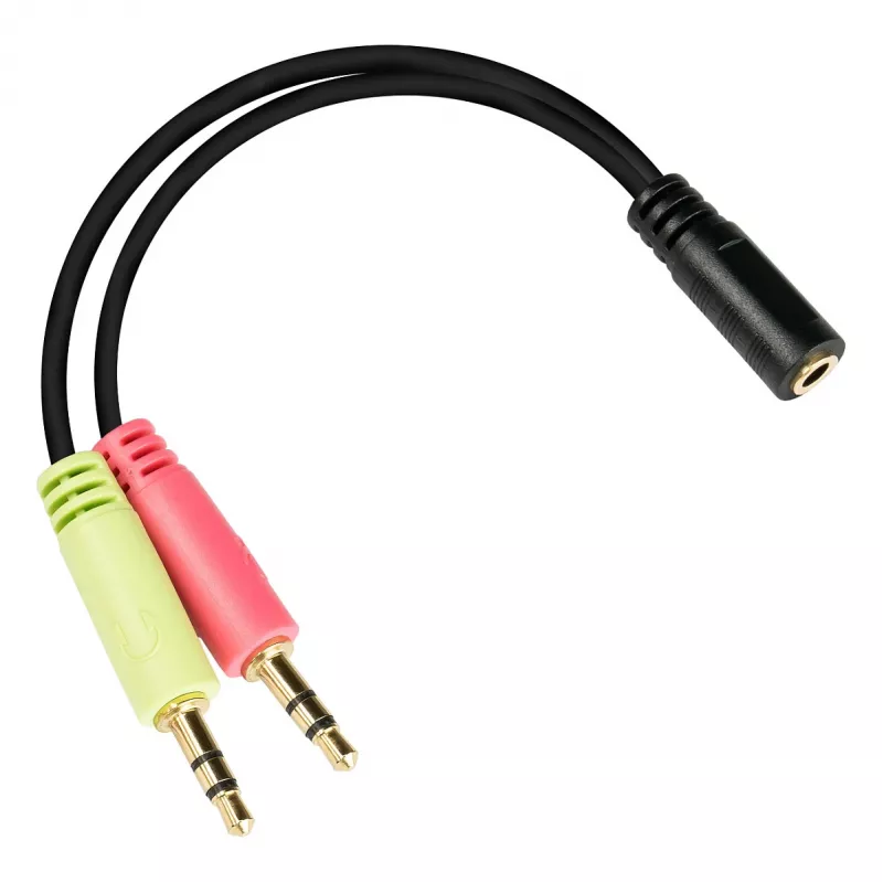 Adaptador de auriculares Good Connections, 2x jack 3,5 mm macho a jack 3,5 mm hembra, OMTP, 0,2 m, negro (AD-HS04)
