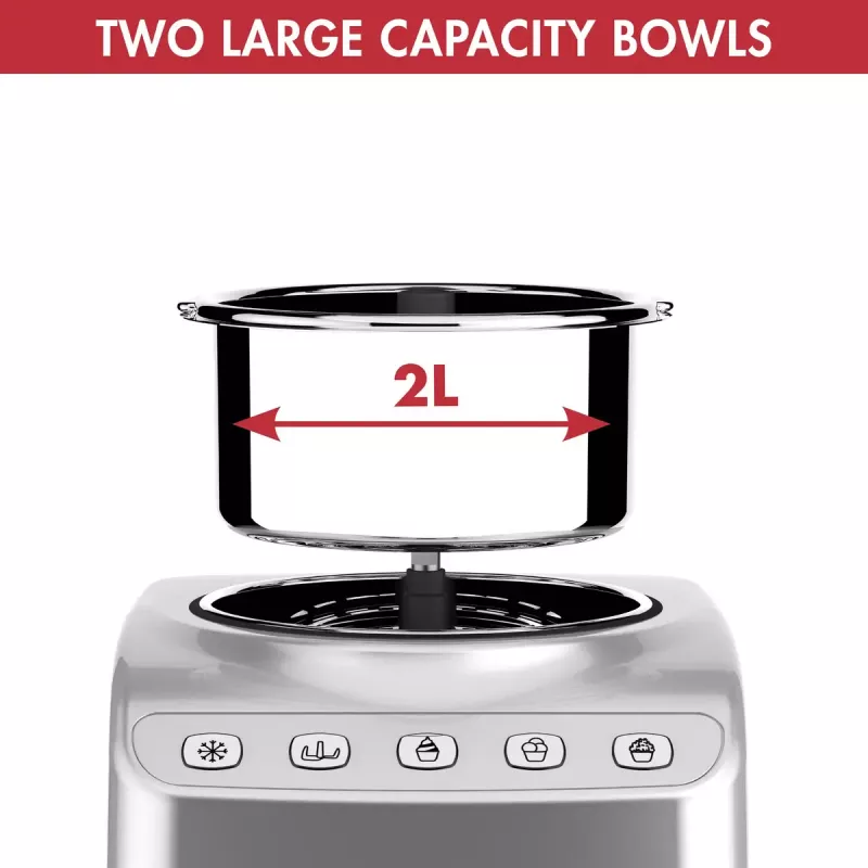 Máquina de helados con compresor Magimix Gelato Expert, 2 L, 180 W, acero inoxidable