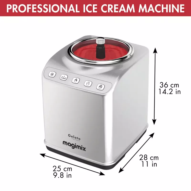 Máquina de helados con compresor Magimix Gelato Expert, 2 L, 180 W, acero inoxidable