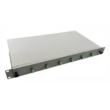 Helos 375550 caja de empalmes de fibra óptica de 19", 6x LC/APC Duplex OS2, lista para empalmar, gris