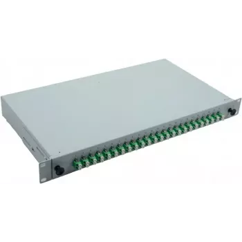 Helos 375554 caja de empalmes de fibra óptica de 19", 24x LC/APC Duplex OS2, lista para empalmar, gris