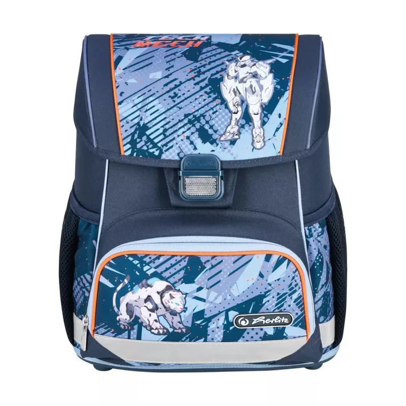 Set de mochila escolar HERLITZ Loop Plus TechMech para niños — poliéster, compuesto por mochila escolar, bolsa de deporte, estuche y plumier