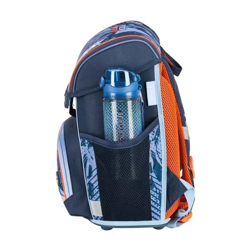 Set de mochila escolar HERLITZ Loop Plus TechMech para niños — poliéster, compuesto por mochila escolar, bolsa de deporte, estuche y plumier