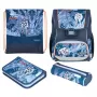 Set de mochila escolar HERLITZ Loop Plus TechMech para niños — poliéster, compuesto por mochila escolar, bolsa de deporte, estuche y plumier