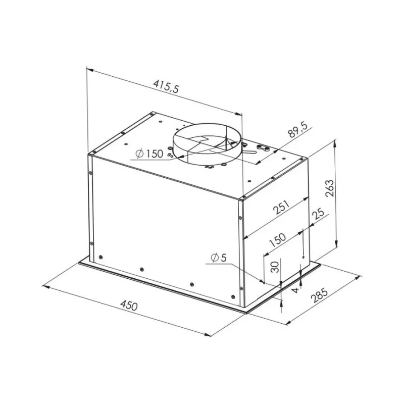 Campana extractora empotrable MPM MPM-45-OW-06/W — 450 mm, 645 m³/h, 3 velocidades, filtro de grasa de aluminio, blanca