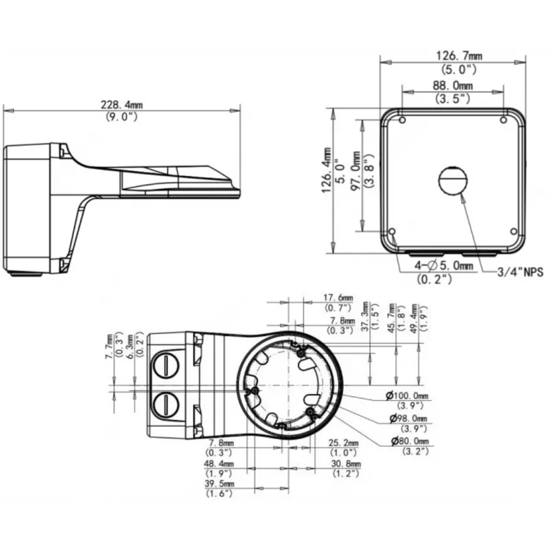 Soporte de montaje en mástil para cámaras domo TR-JB07/WM03-G-IN