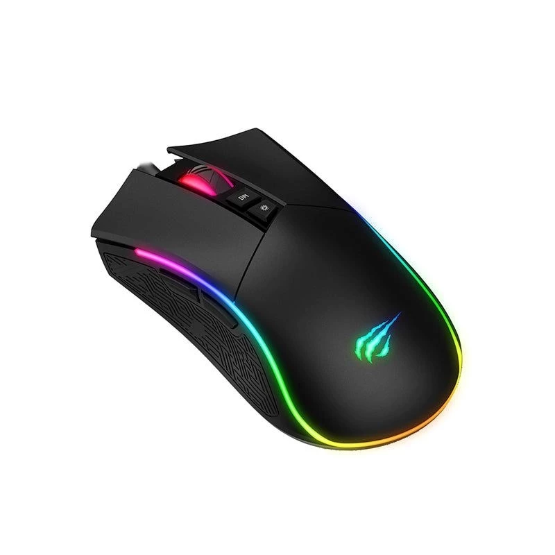 Ratón gaming HAVIT MS1001S V2 sensor óptico RGB con cable negro-gris