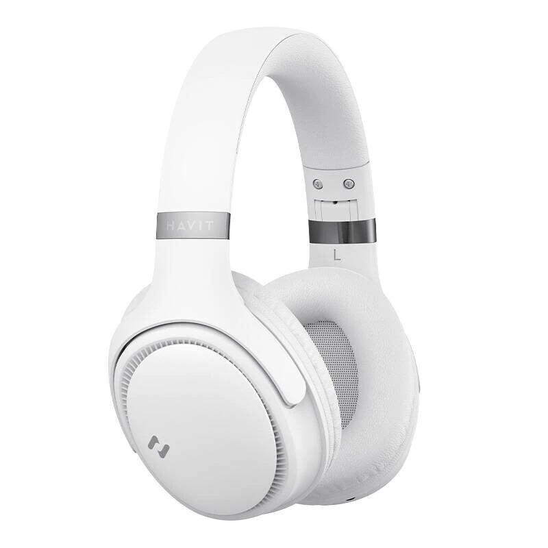 Auriculares Bluetooth inalámbricos HAVIT H630BT — on-ear, Bluetooth, micrófono integrado, blanco