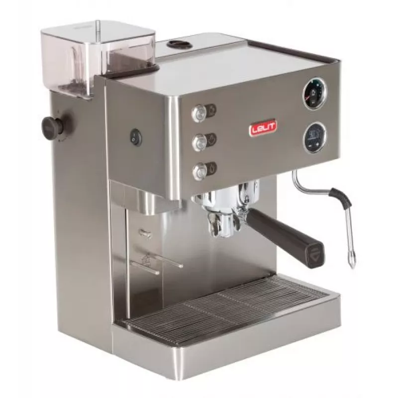 Lelit Kate PL82T, cafetera espresso, 2,5 l, café en grano, café molido, molinillo integrado, 1200 W, acero inoxidable