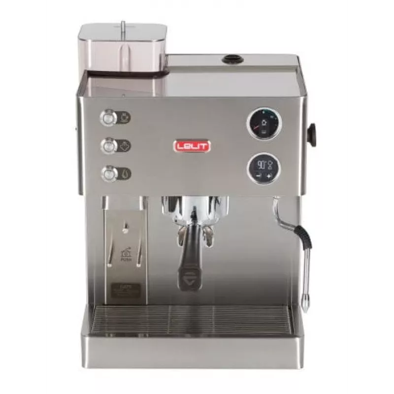 Lelit Kate PL82T, cafetera espresso, 2,5 l, café en grano, café molido, molinillo integrado, 1200 W, acero inoxidable
