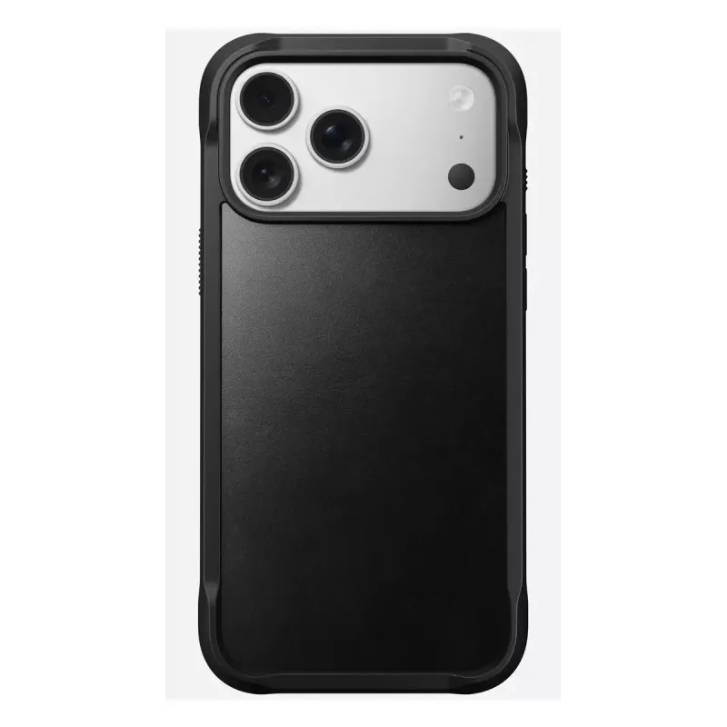 Funda para móvil Nomad Rugged Leather Case para iPhone 17 Pro Max, funda, cuero + TPU + PC, compatible con pantalla de 17,5 cm (6,9 pulgadas), negro