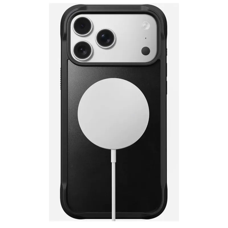 Funda para móvil Nomad Rugged Leather Case para iPhone 17 Pro Max, funda, cuero + TPU + PC, compatible con pantalla de 17,5 cm (6,9 pulgadas), negro
