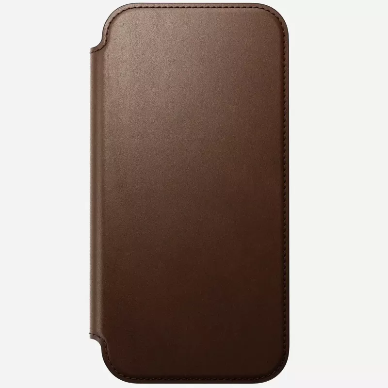 Funda para móvil de cuero Nomad Modern Leather Folio para iPhone 17 Pro Max (6,9 pulgadas) marrón, cuero/aluminio, 4 ranuras para tarjetas