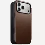 Funda para móvil de cuero Nomad Modern Leather Folio para iPhone 17 Pro Max (6,9 pulgadas) marrón, cuero/aluminio, 4 ranuras para tarjetas