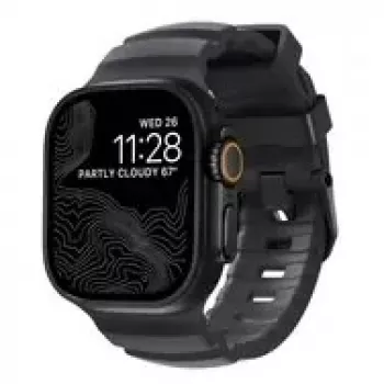 NOMAD Rocky Point Band - Correa para Apple Watch 46mm/49mm con FKM y titanio (Storm, herrajes negros)