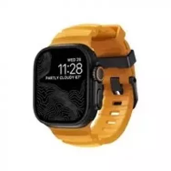 NOMAD Rocky Point Band – Correa para Apple Watch 46 mm/49 mm con FKM y titanio (Sol, herrajes negros)