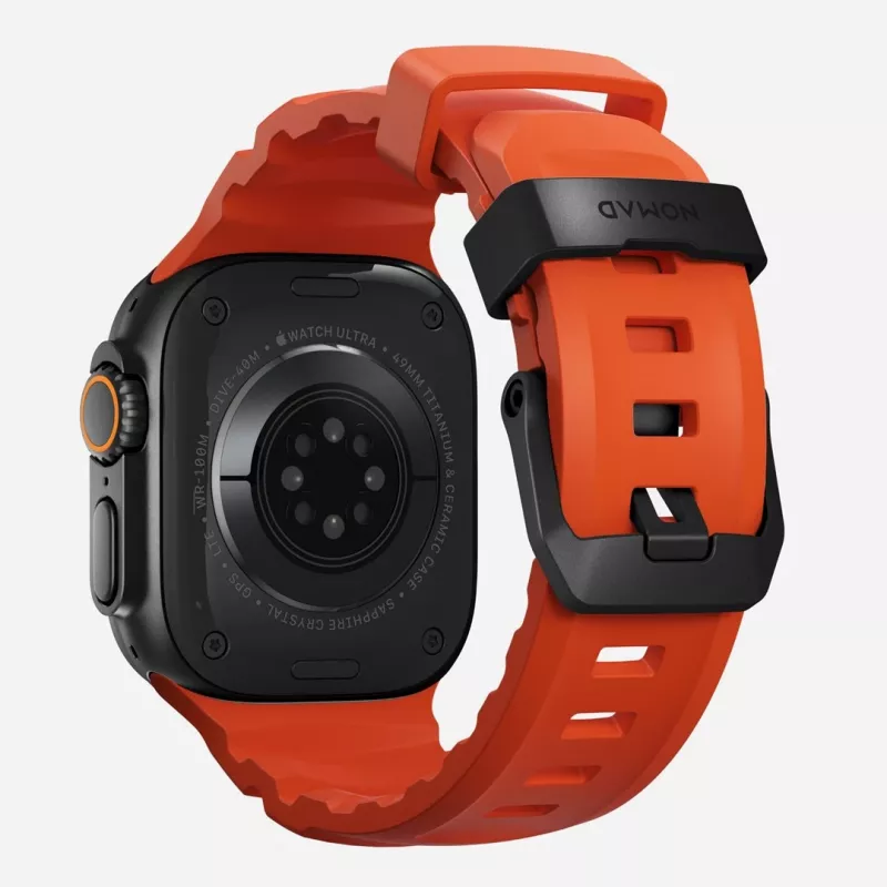 NOMAD Rocky Point correa para Apple Watch 46/49 mm, FKM y titanio, Magma/Black Hardware