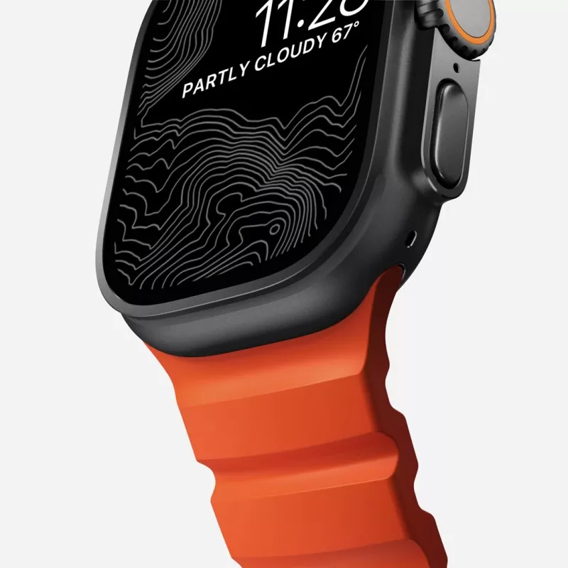 NOMAD Rocky Point correa para Apple Watch 46/49 mm, FKM y titanio, Magma/Black Hardware