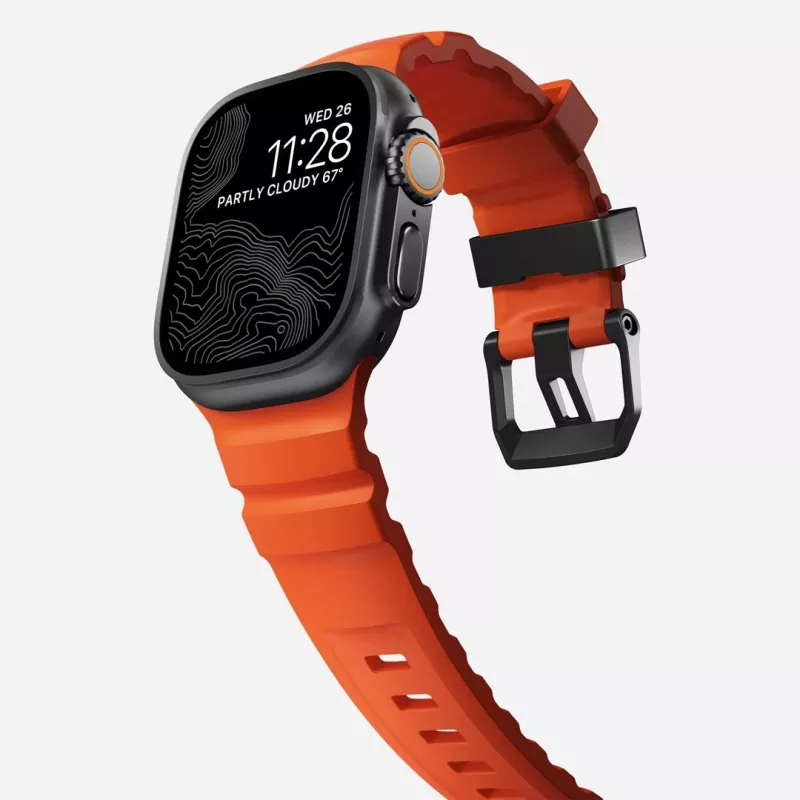 NOMAD Rocky Point correa para Apple Watch 46/49 mm, FKM y titanio, Magma/Black Hardware