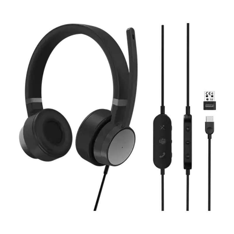 Lenovo Go Wired ANC Headset diadema Auto/Home-Office USB Type-C negro