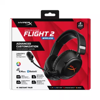 Auriculares gaming inalámbricos HyperX Cloud Flight 2 — circumaurales, negro