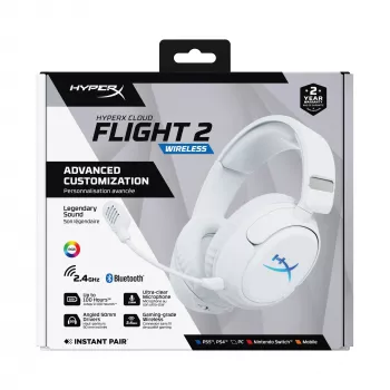 Auriculares gaming inalámbricos KINGSTON HyperX Cloud Flight 2 con USB-C y Bluetooth, blanco