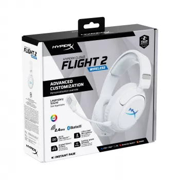Auriculares gaming inalámbricos KINGSTON HyperX Cloud Flight 2 con USB-C y Bluetooth, blanco