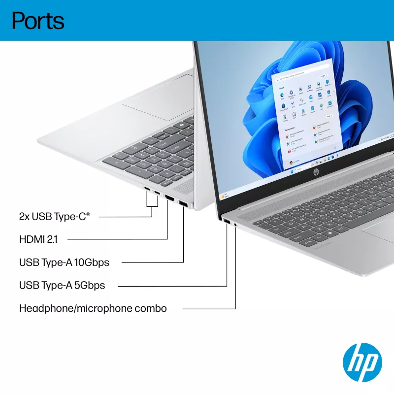 HP OmniBook 5 16-ba1004na Intel® Core™ i5 i5-1334U Portátil 40,6 cm (16 pulgadas) 2K 16 GB LPDDR5x-SDRAM 512 GB SSD Wi-Fi 6 (802.11ax) Windows 11 Home plateado (reacondicionado)