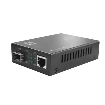 LevelOne Convertidor de medios RJ45 a SFP Gigabit, PoE PSE