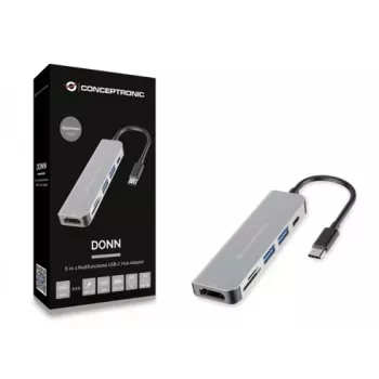 Conceptronic DONN02G Docking station/replicador de puertos para portátil USB 3.2 Gen 1 (3.1 Gen 1) Type-C Aluminio