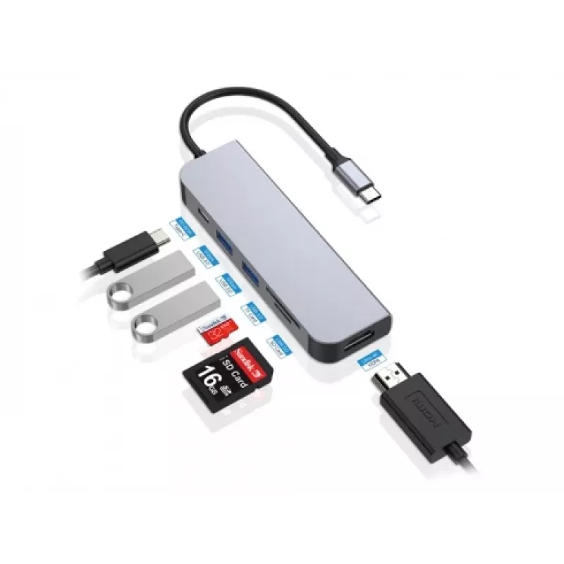 Conceptronic DONN02G Docking station/replicador de puertos para portátil USB 3.2 Gen 1 (3.1 Gen 1) Type-C Aluminio